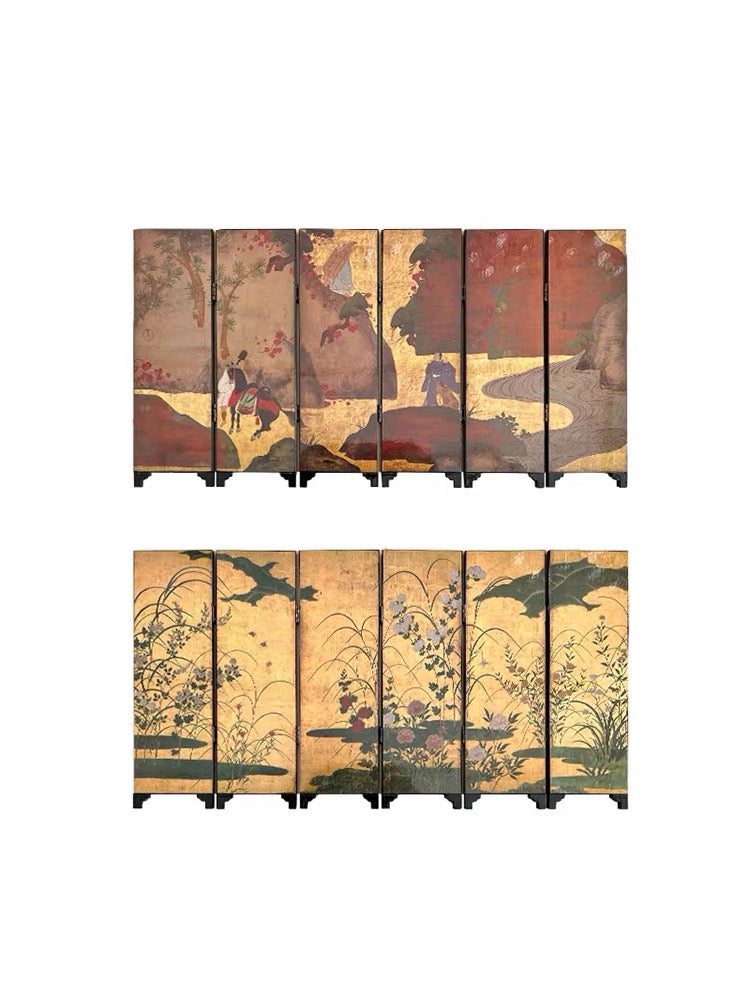 Japanese Antique Style Tabletop Miniature Folding Screen